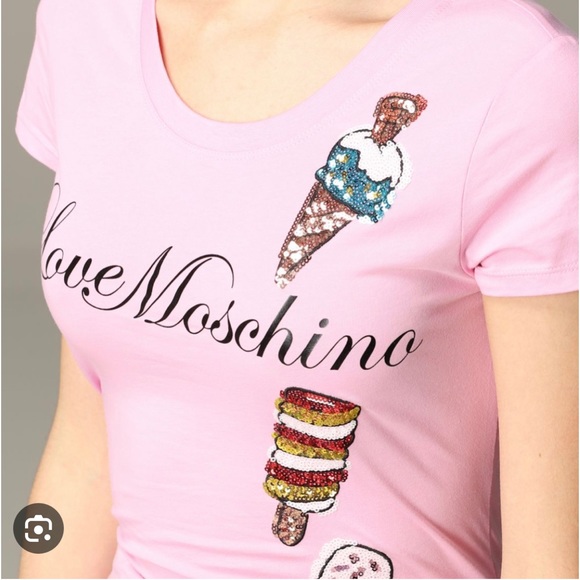 New with tags love moschino embalished ice cream pink tshirt - Picture 1 of 4